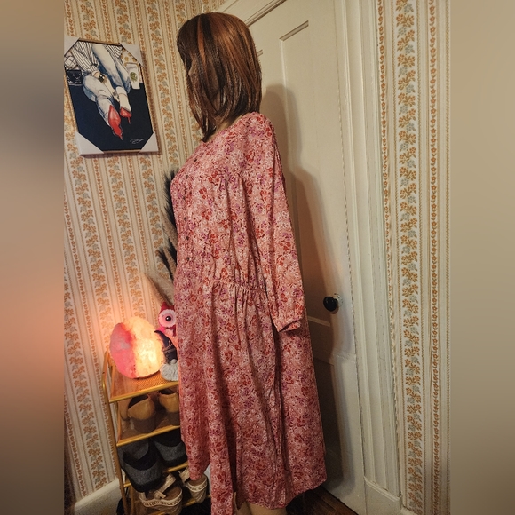 Terra & Sky Womens Plus NWT Dress Sz 4X (28w - 30w) Tie Front Rose White - Picture 3 of 9